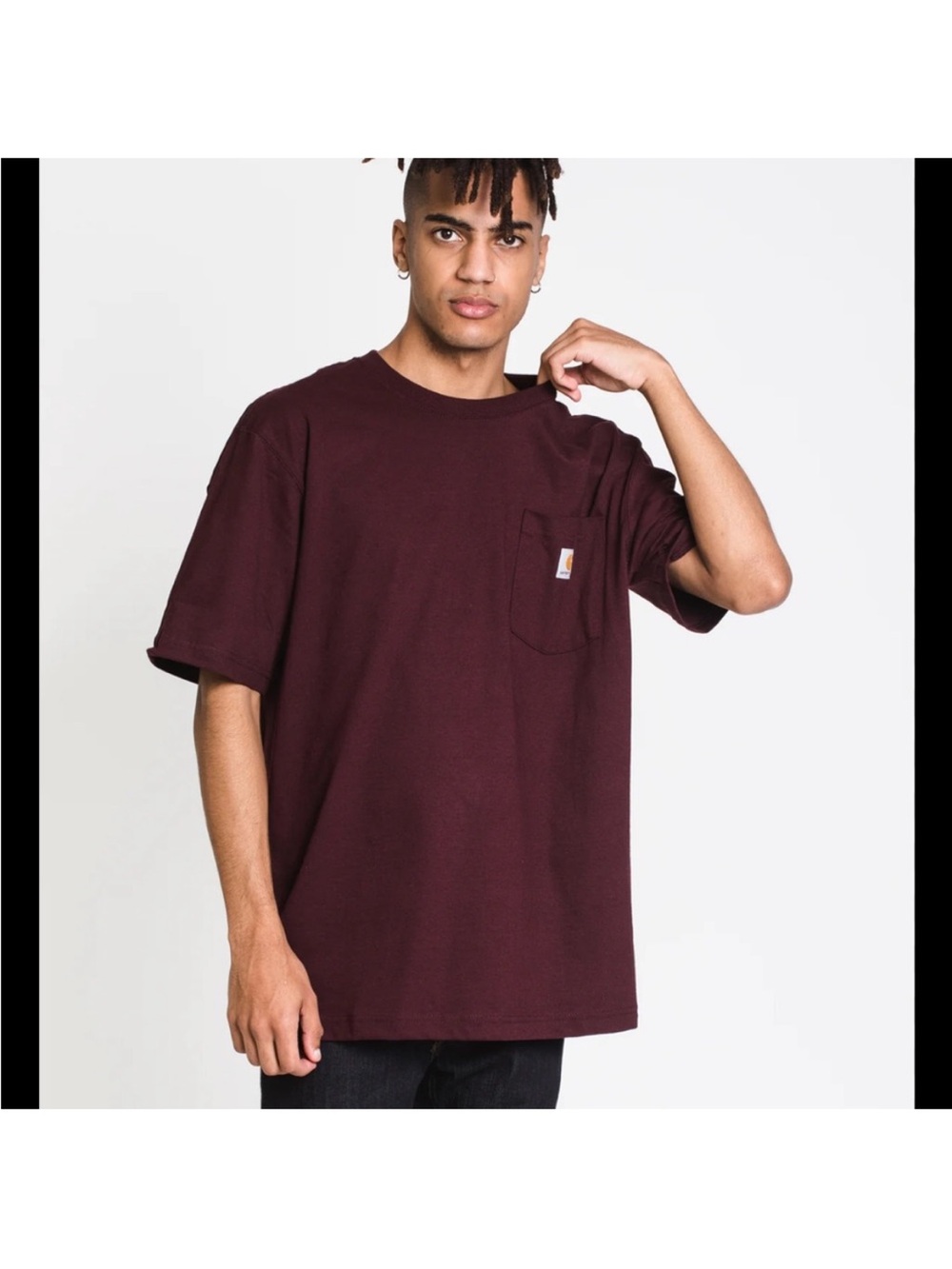 Carhartt Size Small Short Sleeve Crew Neck Pocket T-Shirt in Maroon GUC
